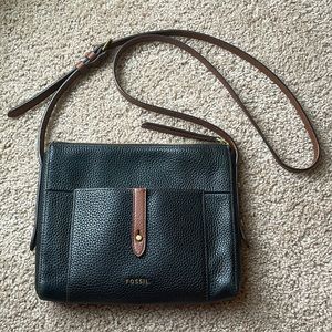 Fossil Pebbled Two-Tone Crossbody